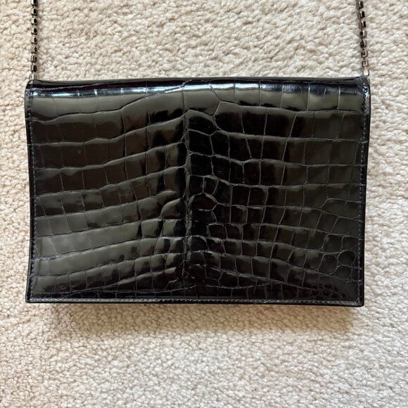 Vintage Anne Klein for Calderon black embossed going out bag with chain strap - Picture 5 of 5